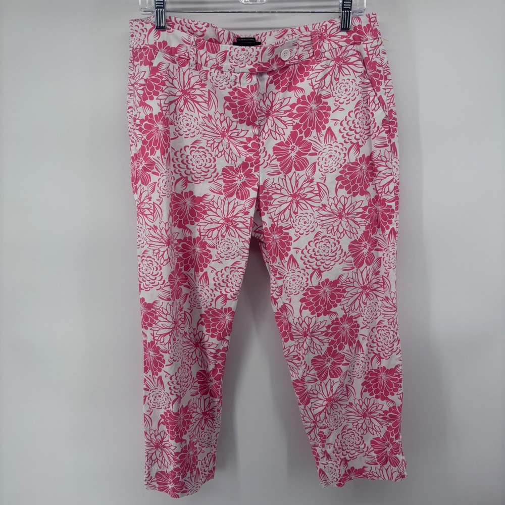 Talbots The Perfect Skimmer Floral Print‎ Pink White Pants Size 10